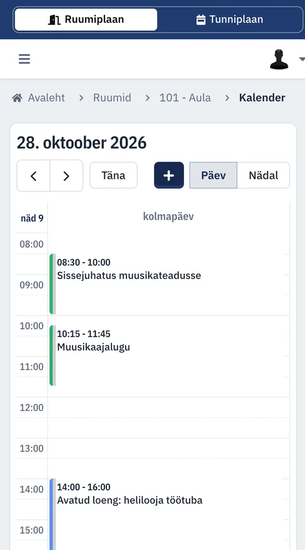 Ruumi päevakalender telefonis